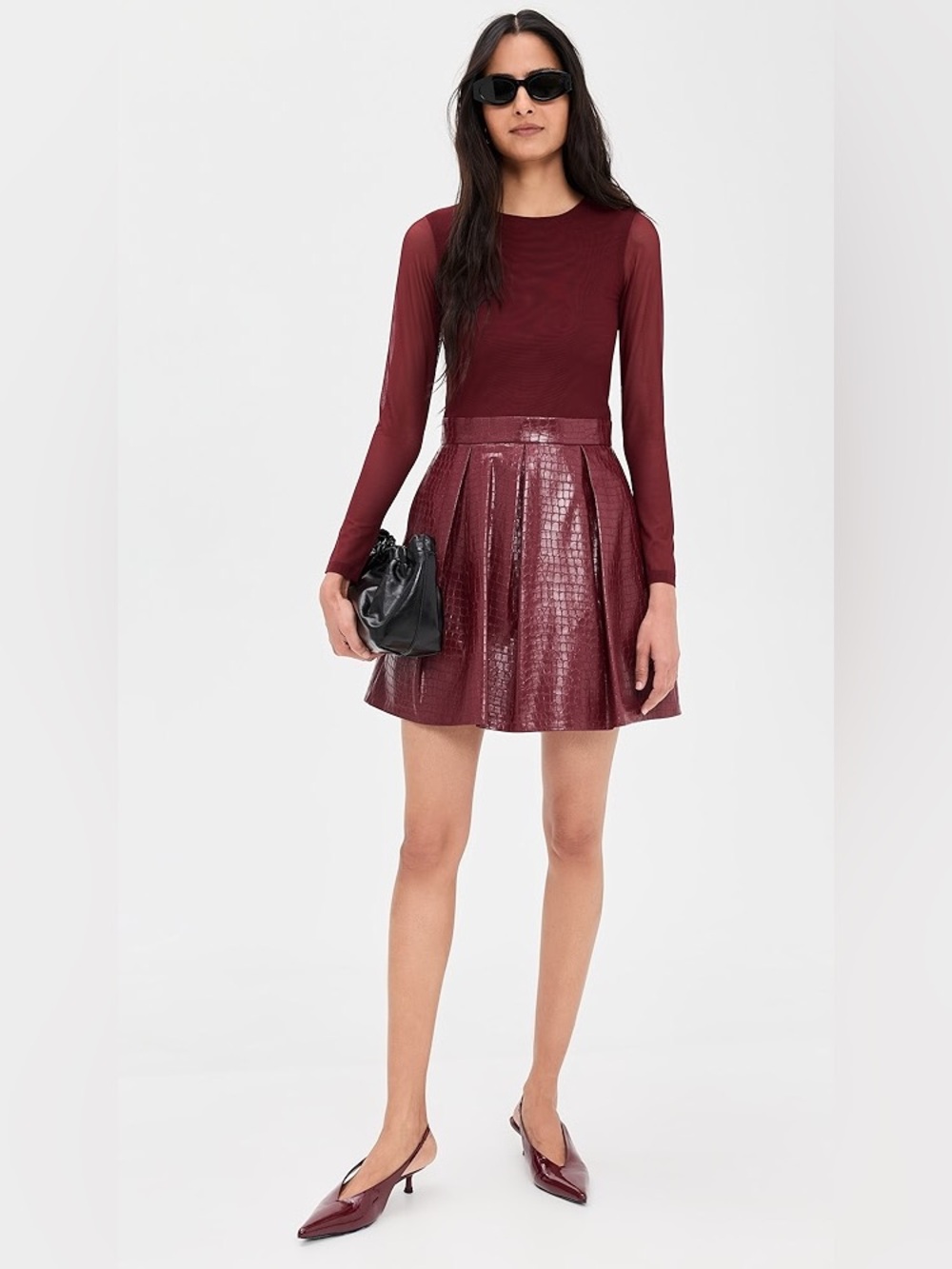 Alice + Olivia Chara Croc-Embossed Pleated Mini Dress – Size 4 – NEW